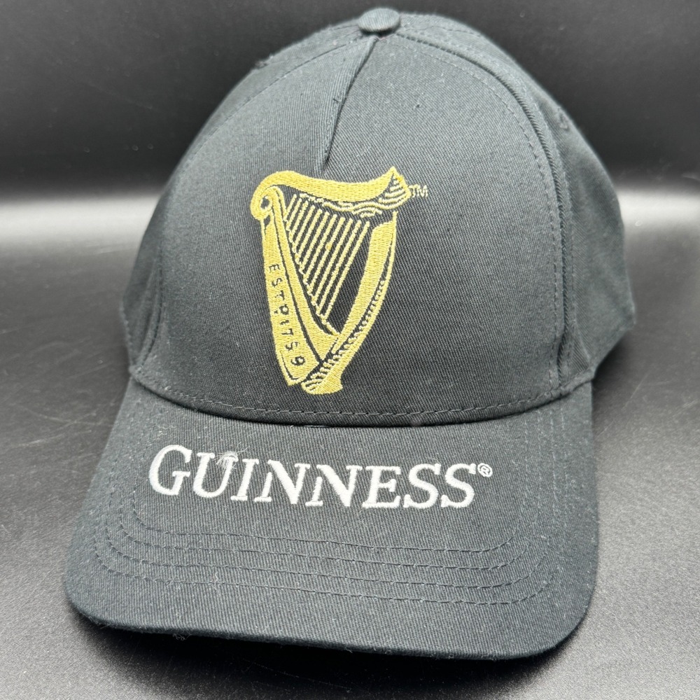 Guinness Mens Adjustable Hat Gold Harp Logo Embroidered St Patricks Day Irish